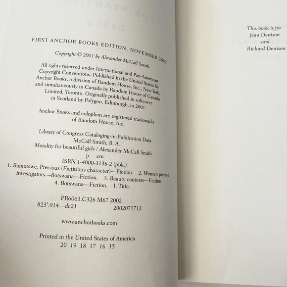 Morality for Beautiful Girls By Alexander McCall Smith - Picture 3 of 3